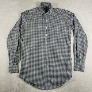 Sid Mashburn Button Up‎ Shirt Men's Small Blue Brown Check Long Sleeve Pocket